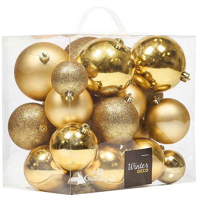Набор пластиковых шаров Cosmo Золотой, 6-10 см, 26 шт Winter Deco