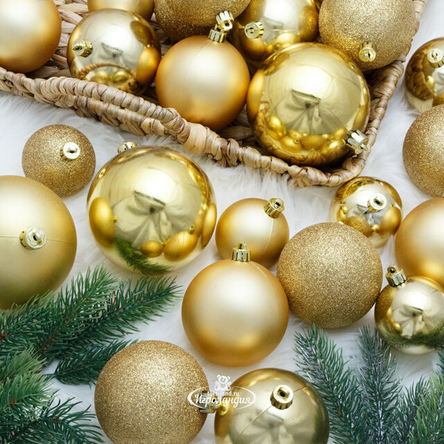 Набор пластиковых шаров Cosmo Золотой, 6-10 см, 26 шт Winter Deco