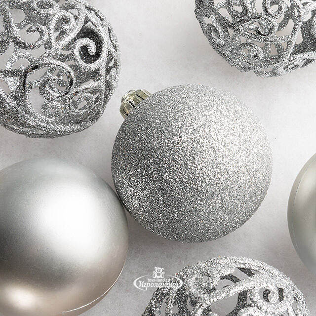 Набор пластиковых шаров Анданте 6 см серебряный, 16 шт Kaemingk