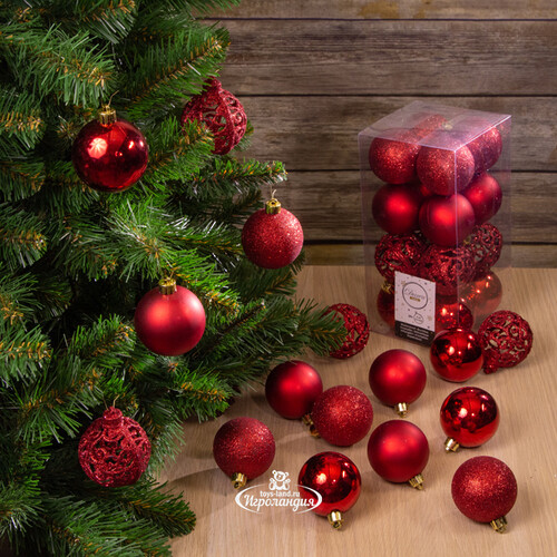Набор пластиковых шаров Анданте 6 см красный, 16 шт Winter Deco