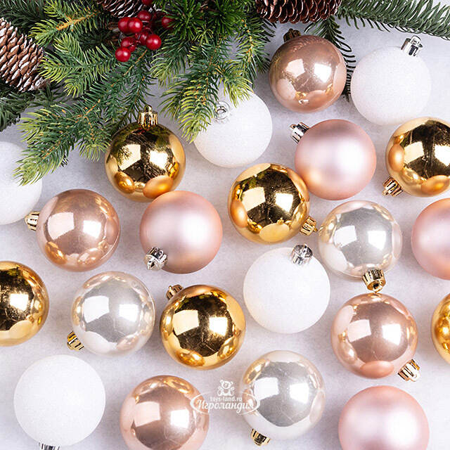 Коллекция пластиковых шаров Gracy - Cashmere Rose 6 см, 30 шт Winter Deco