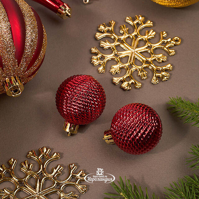 Набор елочных игрушек Glory Brilliance 46 шт красный с золотым, 8 см, пластик Winter Deco