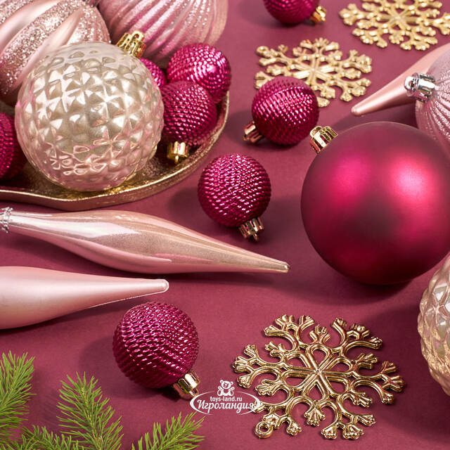 Набор елочных игрушек Glory Brilliance - Royal Berry 46 шт, 8 см, пластик Winter Deco