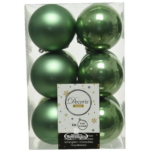 Набор пластиковых шаров Шалфейный 6 см, 12 шт, mix Kaemingk