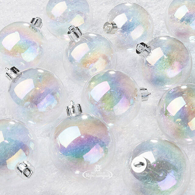 Набор пластиковых шаров Прозрачный Перламутр 6 см, 12 шт Winter Deco