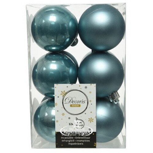 Набор пластиковых шаров Голубой Туман 6 см, 12 шт, mix Kaemingk