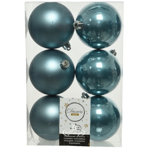 Набор пластиковых шаров Голубой Туман 8 см, 6 шт, mix Kaemingk