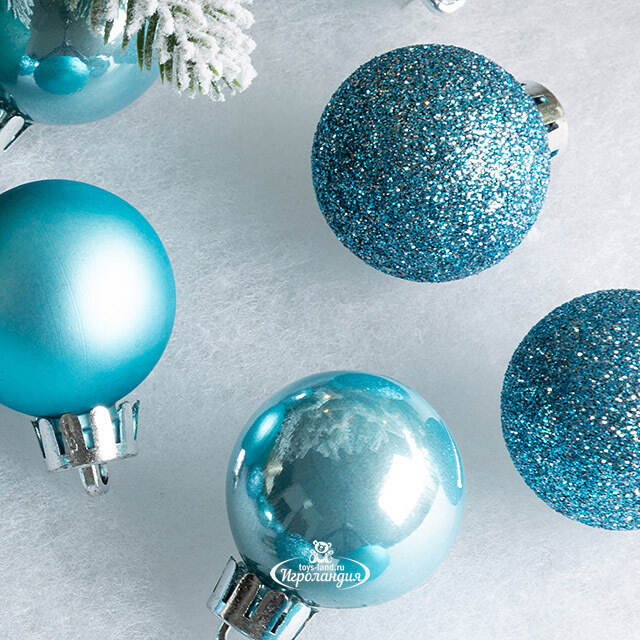 Набор пластиковых шаров Блеск 3 см голубая карамель, 14 шт Winter Deco