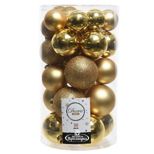 Набор пластиковых шаров Luminous - Золотой, 4-6 см, 30 шт Winter Deco