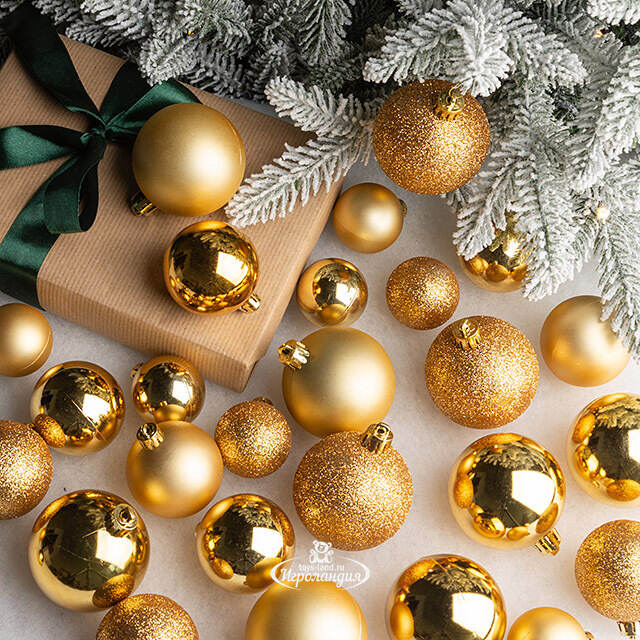 Набор пластиковых шаров Luminous - Золотой, 4-6 см, 30 шт Winter Deco