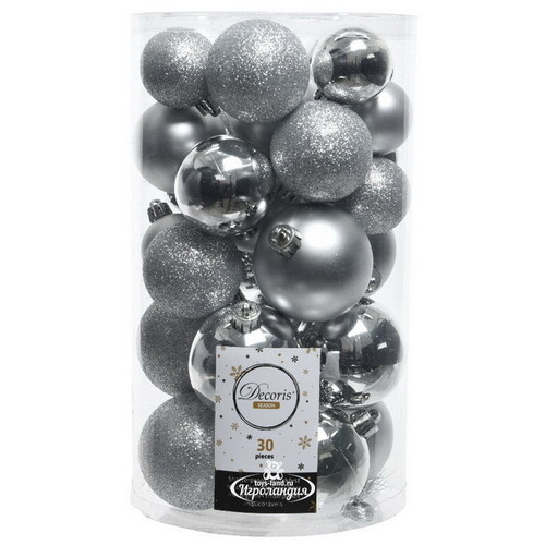 Набор пластиковых шаров Luminous - Серебряный, 4-6 см, 30 шт Winter Deco