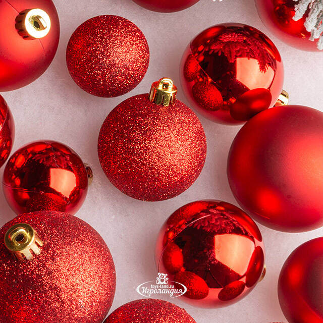 Набор пластиковых шаров Luminous - Красный, 4-6 см, 30 шт Winter Deco