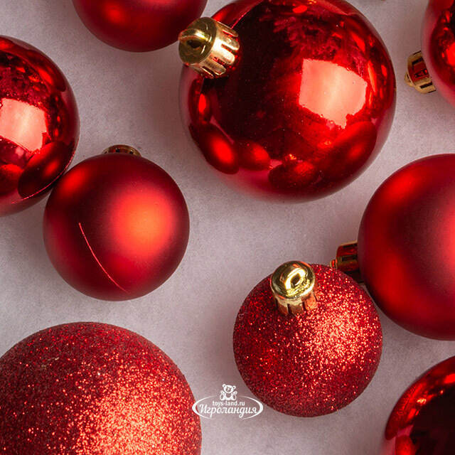 Набор пластиковых шаров Luminous - Красный, 4-6 см, 30 шт Winter Deco