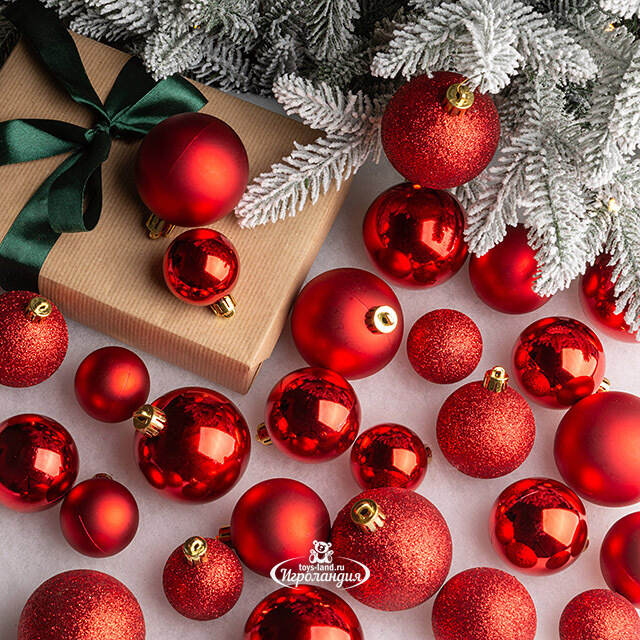 Набор пластиковых шаров Luminous - Красный, 4-6 см, 30 шт Winter Deco