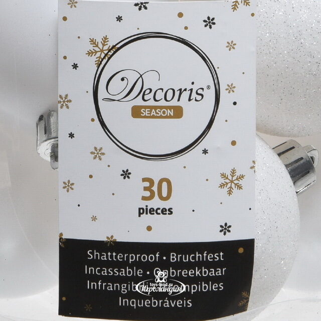 Набор пластиковых шаров Luminous - Белый, 4-6 см, 30 шт Winter Deco