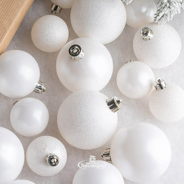 Набор пластиковых шаров Luminous - Белый, 4-6 см, 30 шт Winter Deco