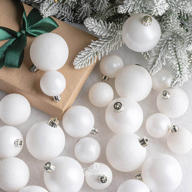 Набор пластиковых шаров Luminous - Белый, 4-6 см, 30 шт Winter Deco