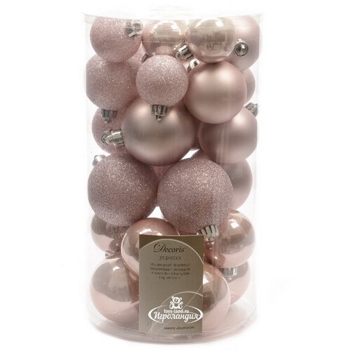 Набор пластиковых шаров Luminous - Розовый Бутон, 4-6 см, 30 шт Winter Deco