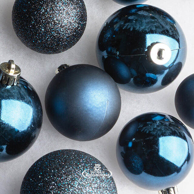 Набор пластиковых шаров Luminous - Синий Бархат, 4-6 см, 30 шт Winter Deco