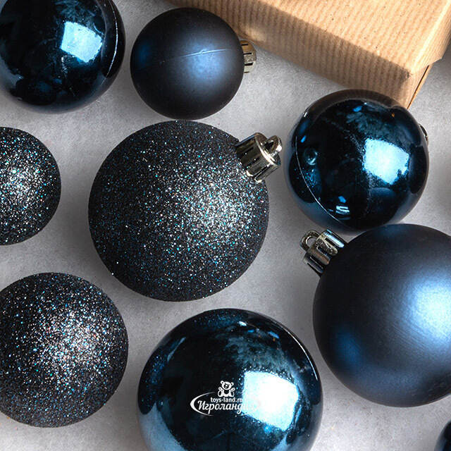 Набор пластиковых шаров Luminous - Синий Бархат, 4-6 см, 30 шт Winter Deco