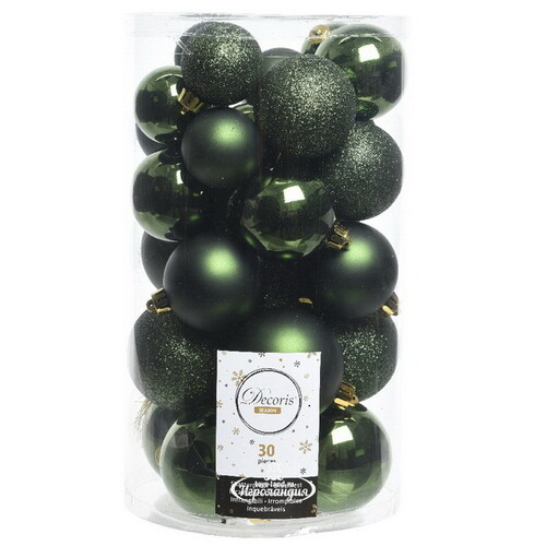 Набор пластиковых шаров Luminous - Зеленый Бархат, 4-6 см, 30 шт Winter Deco