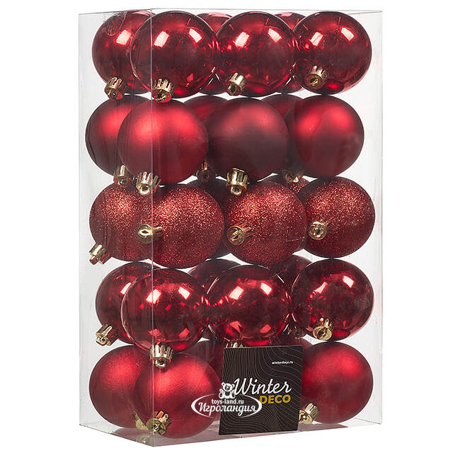 Коллекция пластиковых шаров Gracy - Red 6 см, 30 шт, mix Winter Deco