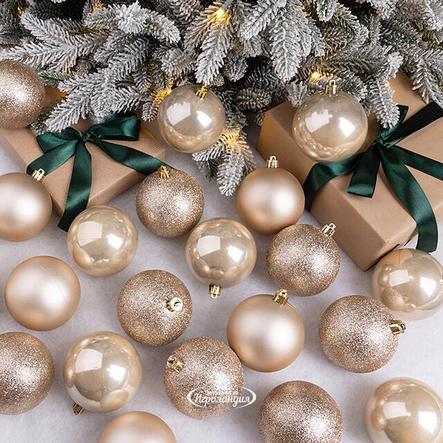 Набор пластиковых шаров Grande Collection - Перламутровый, 8 см, 34 шт Winter Deco