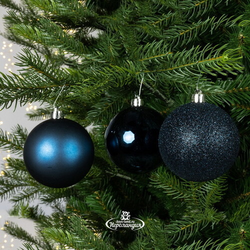 Набор пластиковых шаров Luminous - Синий Бархат, 8 см, 34 шт Winter Deco