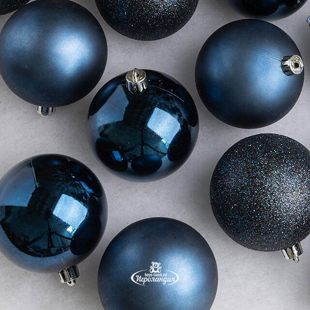 Набор пластиковых шаров Grande Collection - Синий Бархат, 8 см, 34 шт Winter Deco