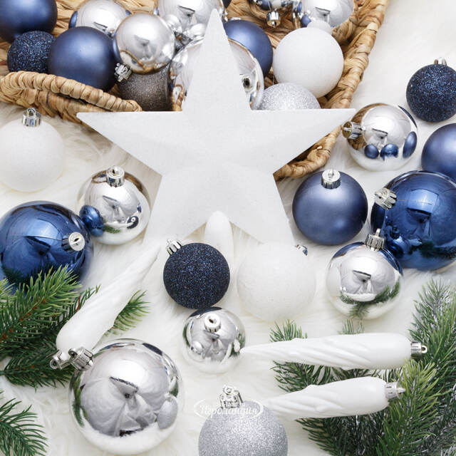 Набор елочных шаров с верхушкой Felicity - Полярная Ночь, 33 предмета Winter Deco