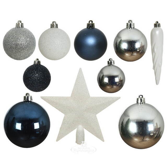 Набор елочных шаров с верхушкой Felicity - Полярная Ночь, 33 предмета Winter Deco