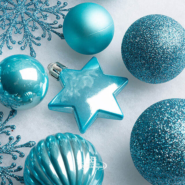  Набор пластиковых шаров Charmel 3-9 см голубая карамель, 40 шт Kaemingk