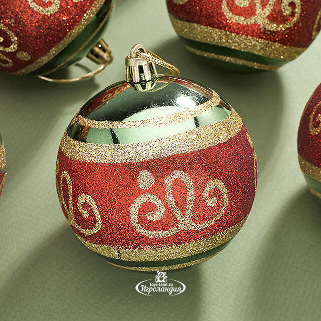 Набор пластиковых шаров Опера 8 см зеленый бархат, 12 шт Kaemingk