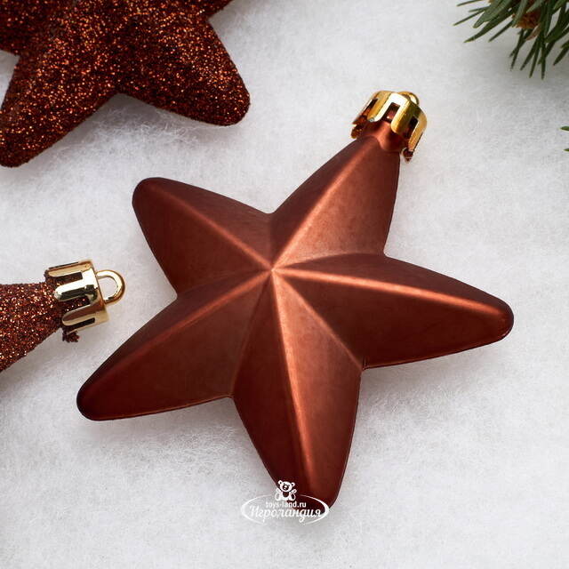 Набор елочных игрушек Звезды 8 см terra brown 6 шт, подвеска Kaemingk (Кейминг)