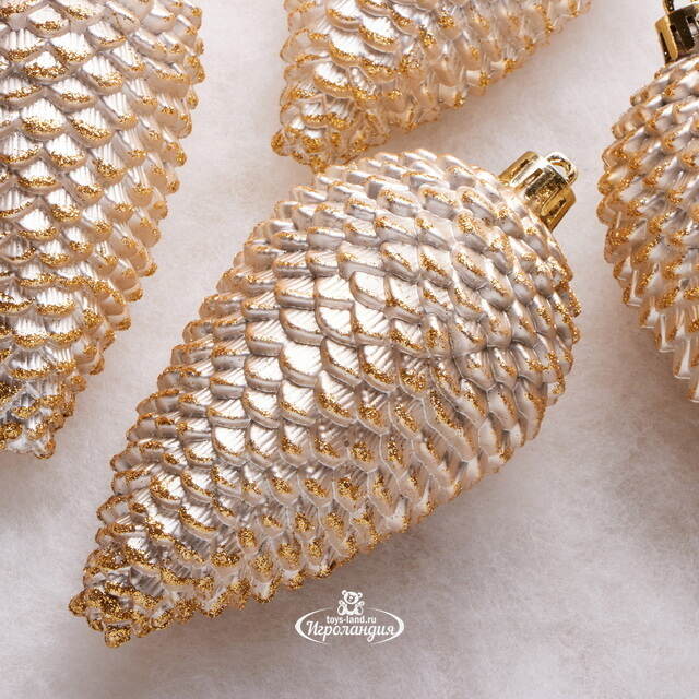 Елочная игрушка Шишка 12*7 см перламутровые, 4 шт, пластик Winter Deco