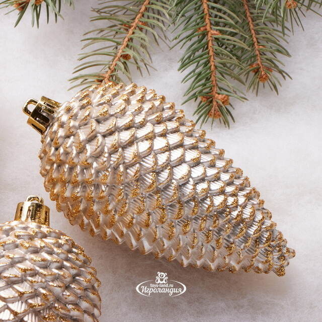 Елочная игрушка Шишка 12*7 см перламутровые, 4 шт, пластик Winter Deco