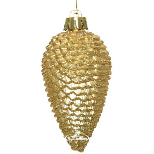 Елочная игрушка Шишка Alto - Золотая 8 см, 6 шт, пластик, подвеска Winter Deco