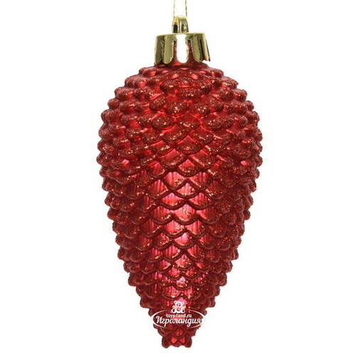 Елочная игрушка Шишка Alto - Красный 8 см, 6 шт, пластик, подвеска Winter Deco
