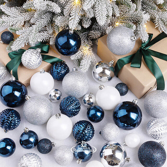 Набор пластиковых шаров Viva Grande: Полярная Ночь 4-8 см, 100 шт Kaemingk