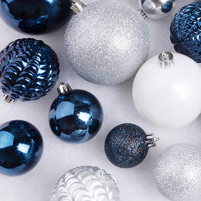 Набор пластиковых шаров Viva Grande: Полярная Ночь 4-8 см, 100 шт Kaemingk