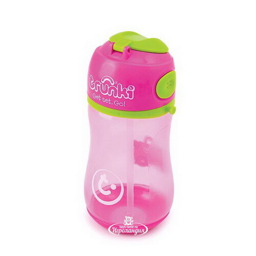 Бутылочка для воды с трубочкой Трикси розовая 400 мл Trunki