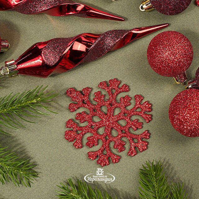 Набор елочных игрушек Glory Brilliance 50 шт красный, 5-16 см, пластик Kaemingk