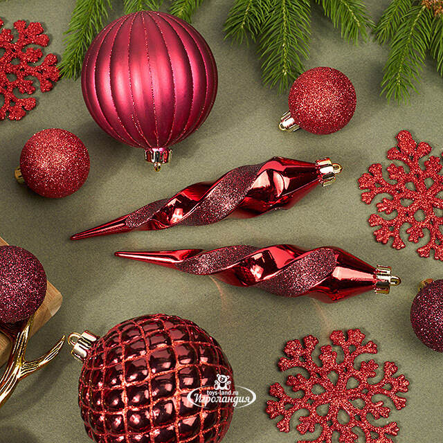 Набор елочных игрушек Glory Brilliance 50 шт красный, 5-16 см, пластик Kaemingk