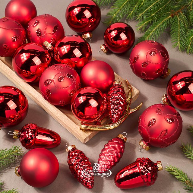 Набор стеклянных елочных игрушек Holiday Brilliance 6-7 см красный, 20 шт Kaemingk
