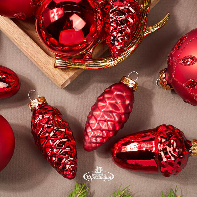 Набор стеклянных елочных игрушек Holiday Brilliance 6-7 см красный, 20 шт Kaemingk