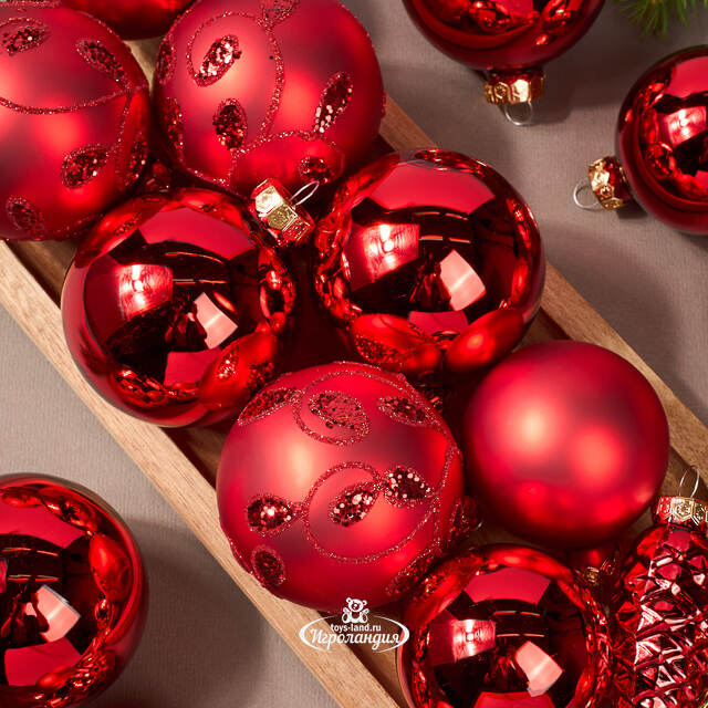 Набор стеклянных елочных игрушек Holiday Brilliance 6-7 см красный, 20 шт Kaemingk