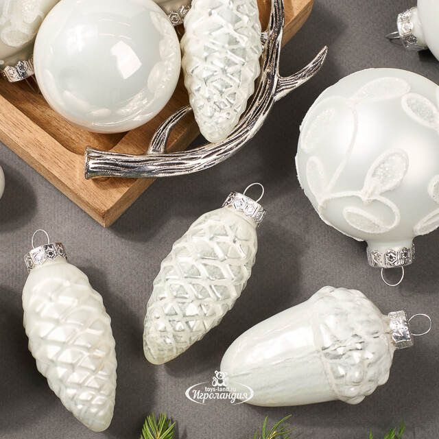 Набор стеклянных елочных игрушек Holiday Brilliance 6-7 см белый, 20 шт Kaemingk