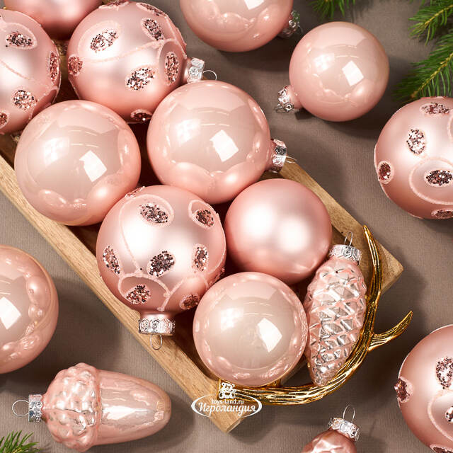 Набор стеклянных елочных игрушек Holiday Brilliance 6-7 см розовый бутон, 20 шт Kaemingk