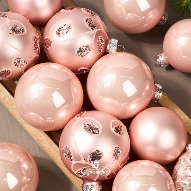 Набор стеклянных елочных игрушек Holiday Brilliance 6-7 см розовый бутон, 20 шт Kaemingk