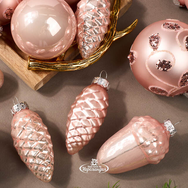 Набор стеклянных елочных игрушек Holiday Brilliance 6-7 см розовый бутон, 20 шт Kaemingk